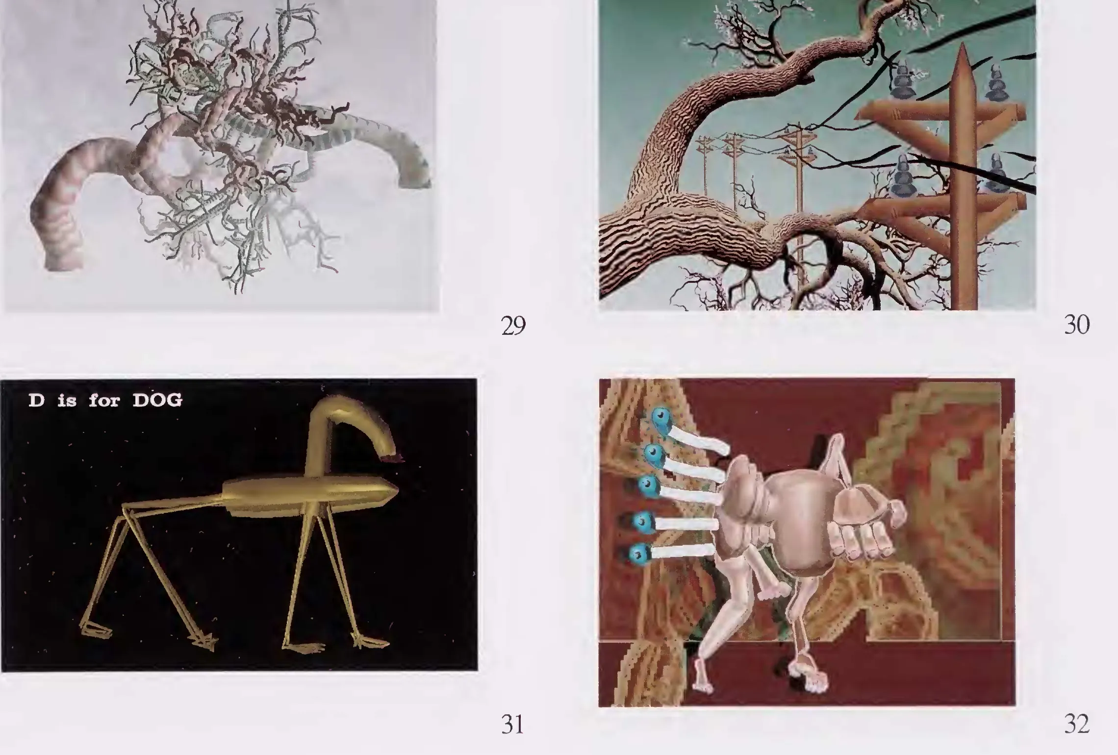 Primary-source scan of Langton's ALIFE I color-plate spread containing plates 29 through 32.